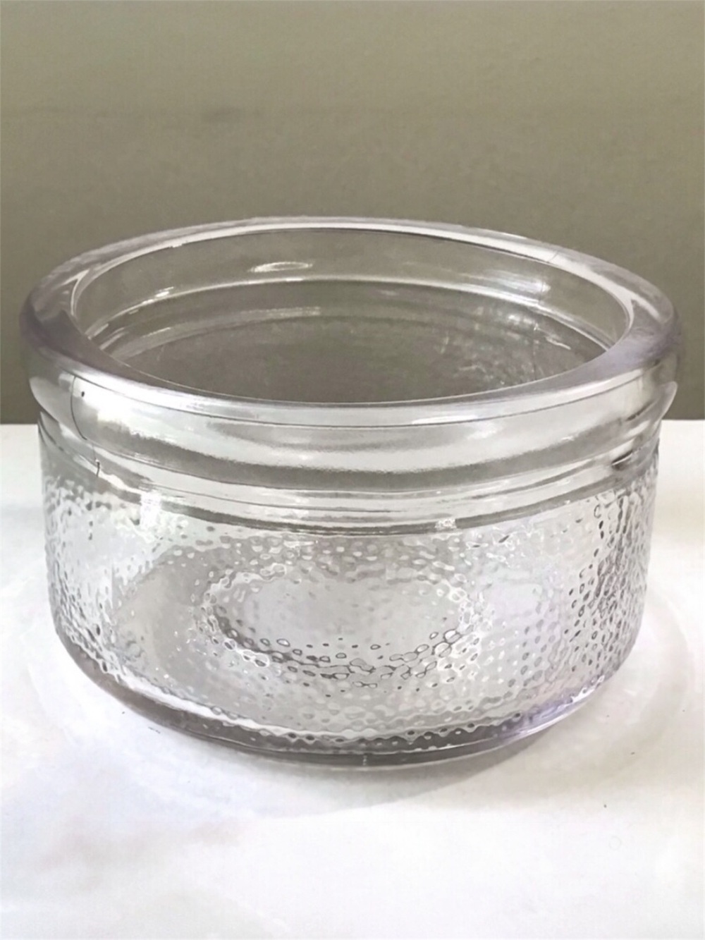 Vintage Bowl Heavy Thick Clear Glass Textured Pebbled Dimpled Dish 4.75” Diam.